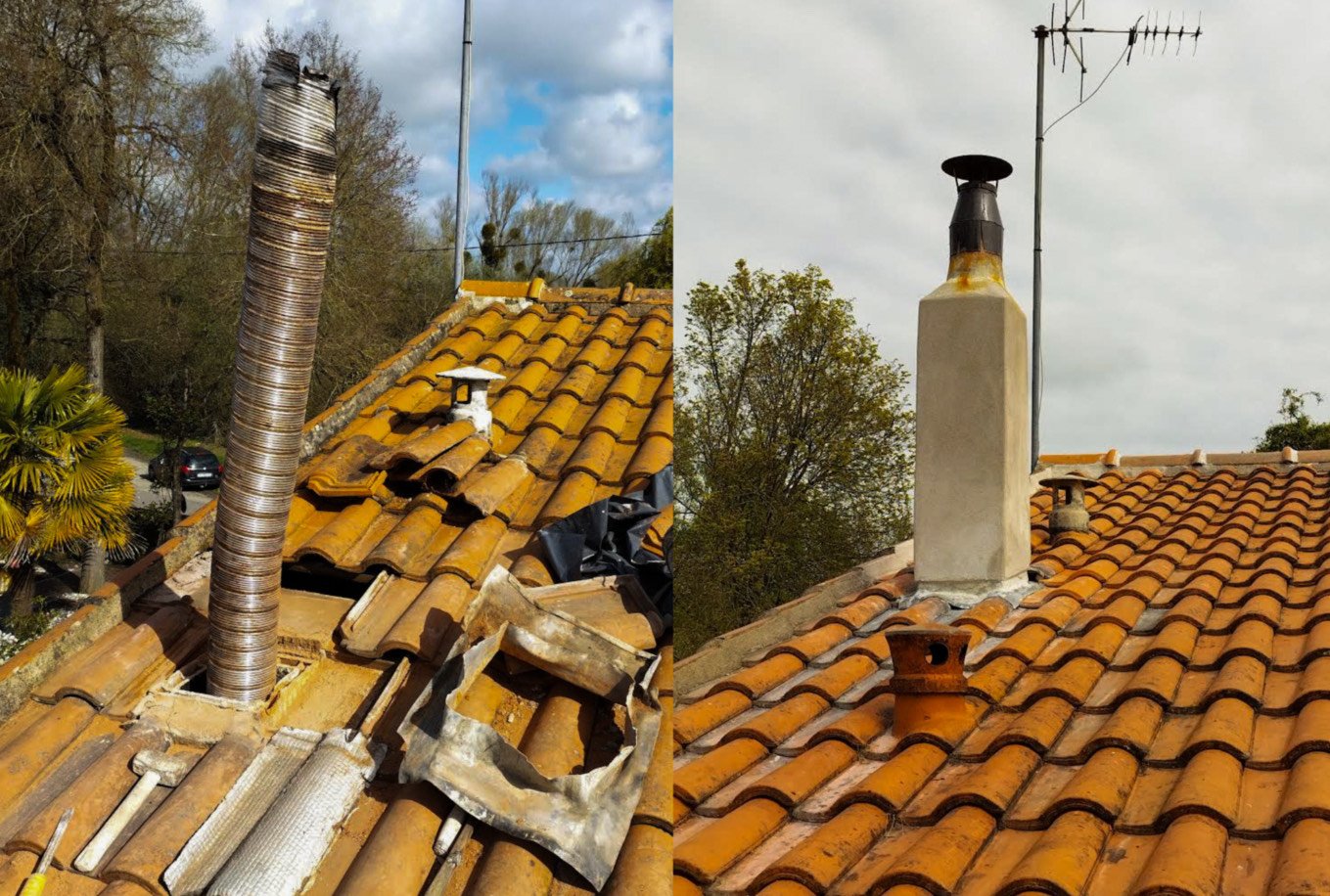 Chantier de remplacement de cheminée à Châteaubriant